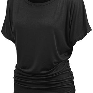 Short Sleeve Vneck Dolman Top For Women